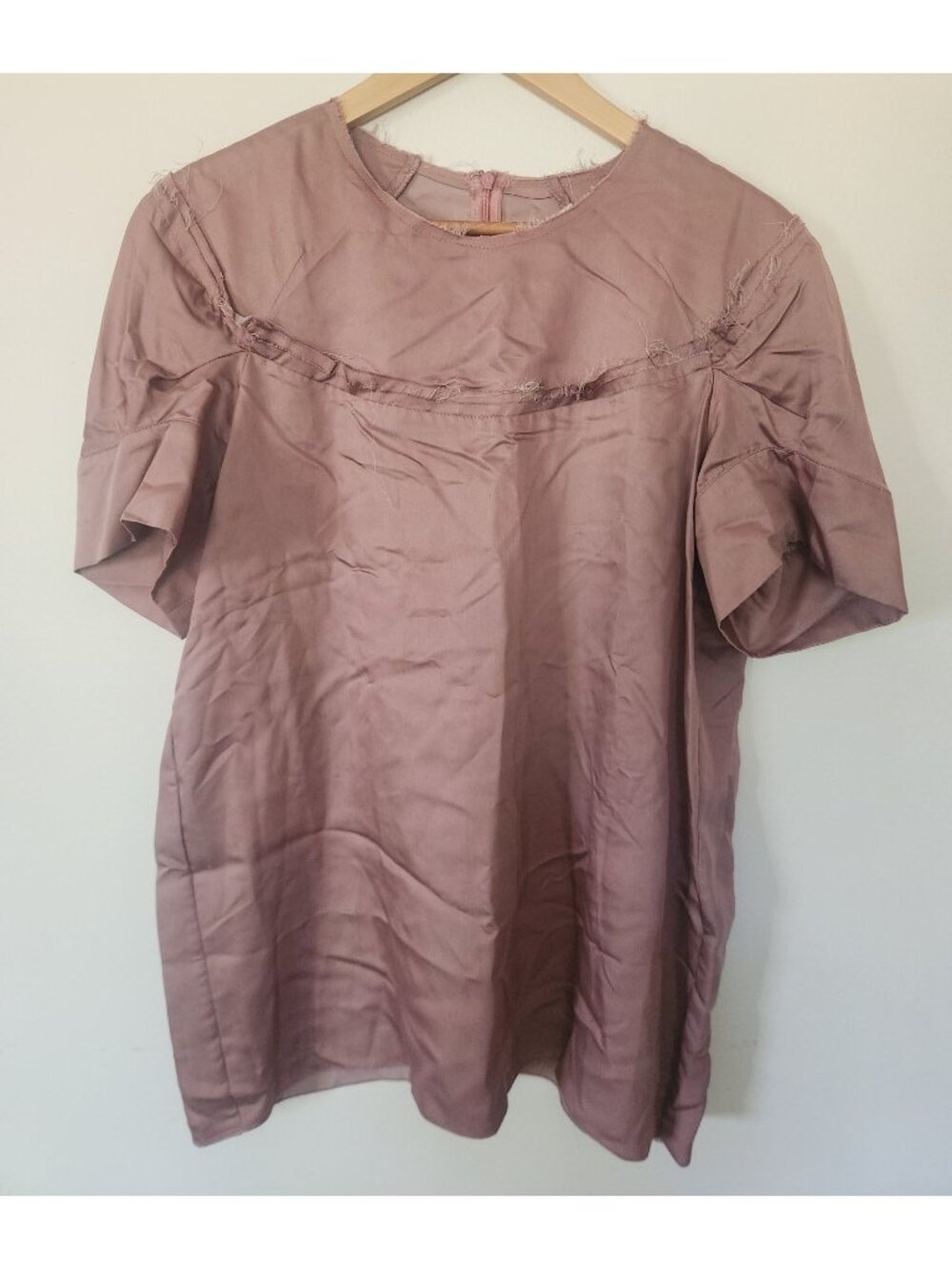 MARNI Women's Sz. 42 Short Sleeve Blush Silk Blend Top